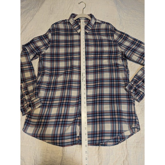 American Eagle Seriously Soft Button Down Shirt Sz XLT Red White Blue - Picture 7 of 10